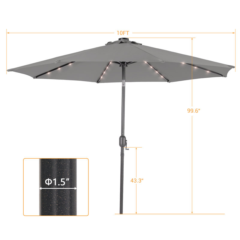 Parasol de marché pour terrasse 10 pi, Gris