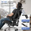 Chaise de bureau ergonomique avec appui-tête, accoudoirs rabattables, roulettes