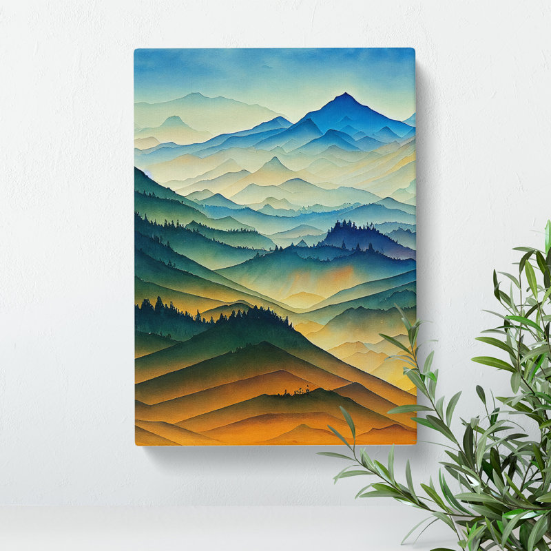 Painting of a Mountain Landscape No.2 - Wall Art, Wrapped Canvas, 50cm H x 35cm W, No Matte