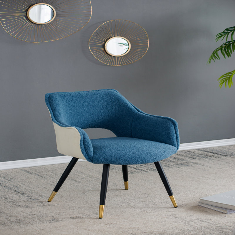 Ensemble de 2 fauteuils d'appoint en tissu bleu pour salon, 23 po x 23 po x 34 po