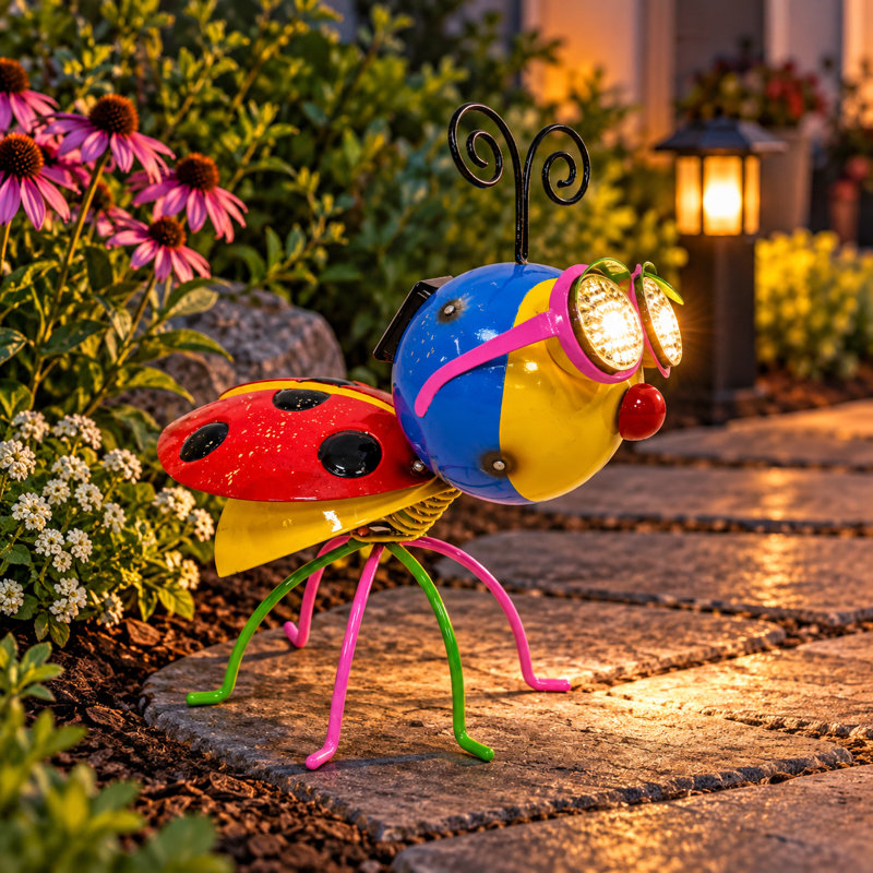 Lumière solaire colorée coccinelle