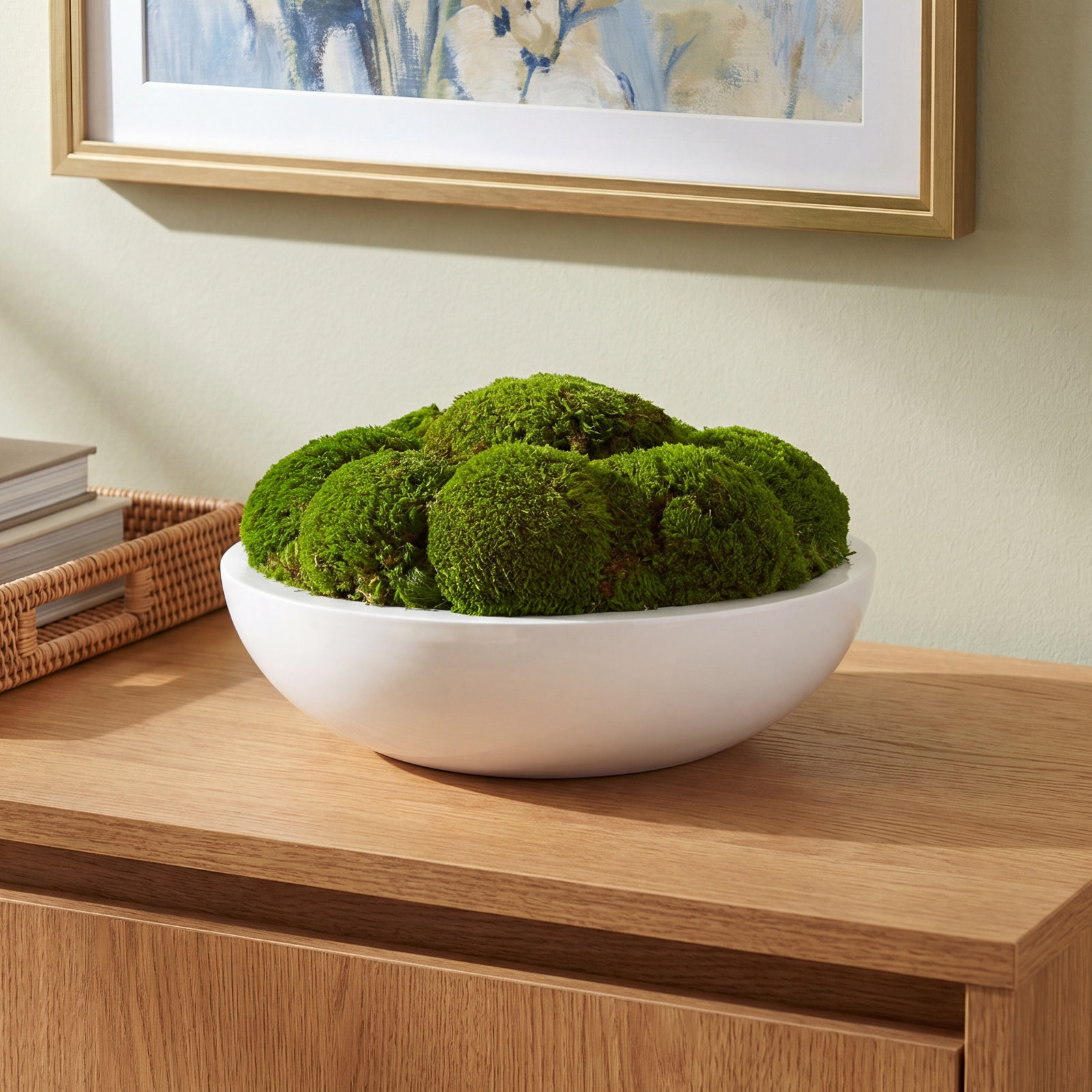 Preserved Moss Plant in Planter, 8" H x 14" W x 14" D
