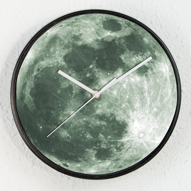 Ambrosia Glow in Dark Colorful Moon Kids Wall Clock - 25 cm / 9.8 in, Green