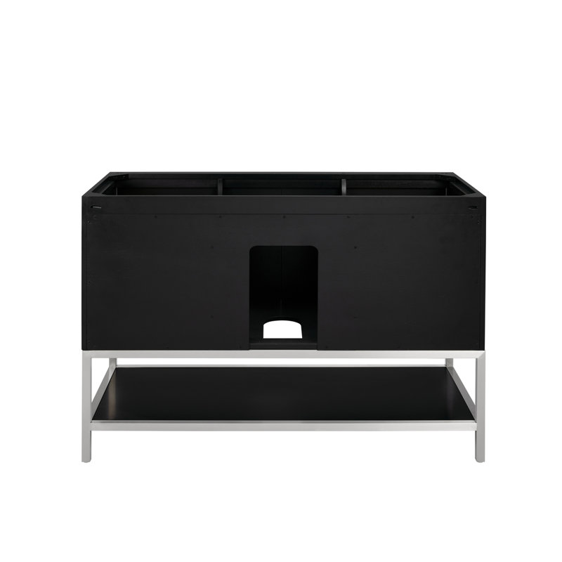 Diamond 48'' W Single Vanity, Italian Carrara Marble, Matte Black, Walnut