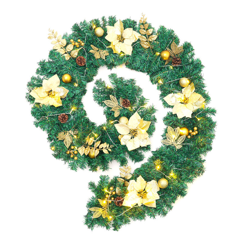 270cm Lighted Faux Pinecone Garland with Lights