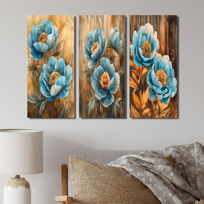 Pivoines bleues dans la basse-cour I - Collection d'art mural de grandes pivoines