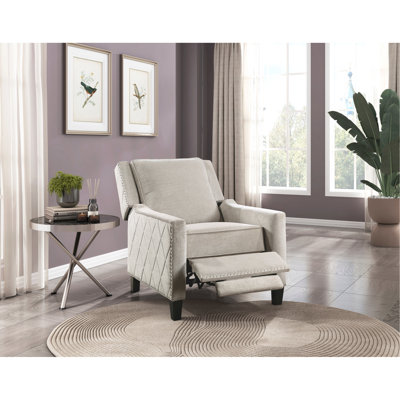 Fauteuil inclinable moderne en bois massif avec garniture cloutée et tissu de couleur sable sable Modern Home Furniture
