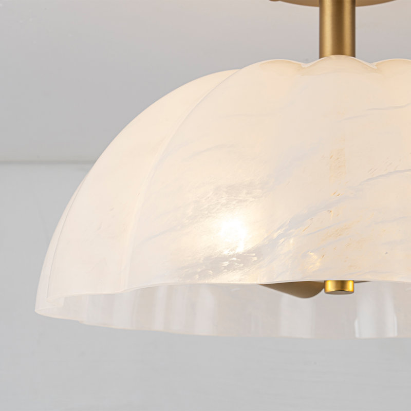 2-Light Flush Mount with Unique Cloud Glass