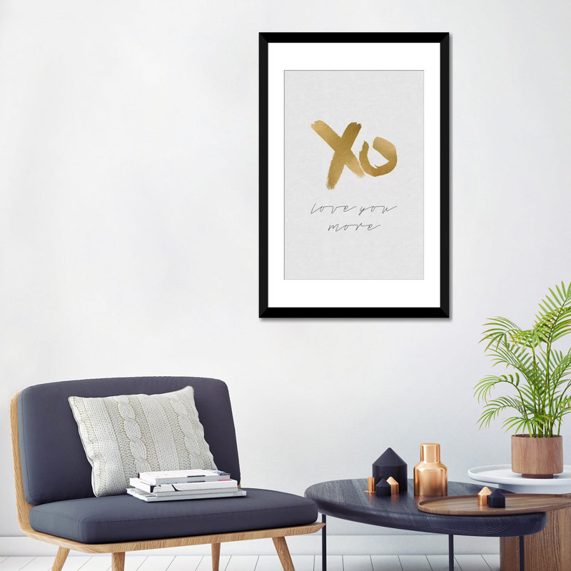 «Love You More», impression sur toile, H 32 po x l 24 po x P 1 po, Papier d'art encadré noir, Blanc