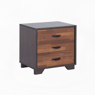 Two-tone Finish Nightstand with 3 Drawers, Walnut and Espresso