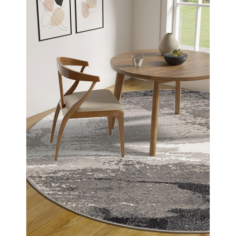 Tapis Ivy Bronx Glomma Nathanyl noir, Rond 4 pi 1 po