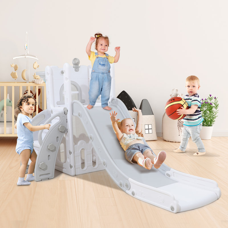 Glissade pour tout-petits, aire de jeu intérieure et extérieure pour tout-petits, Blanc / gris