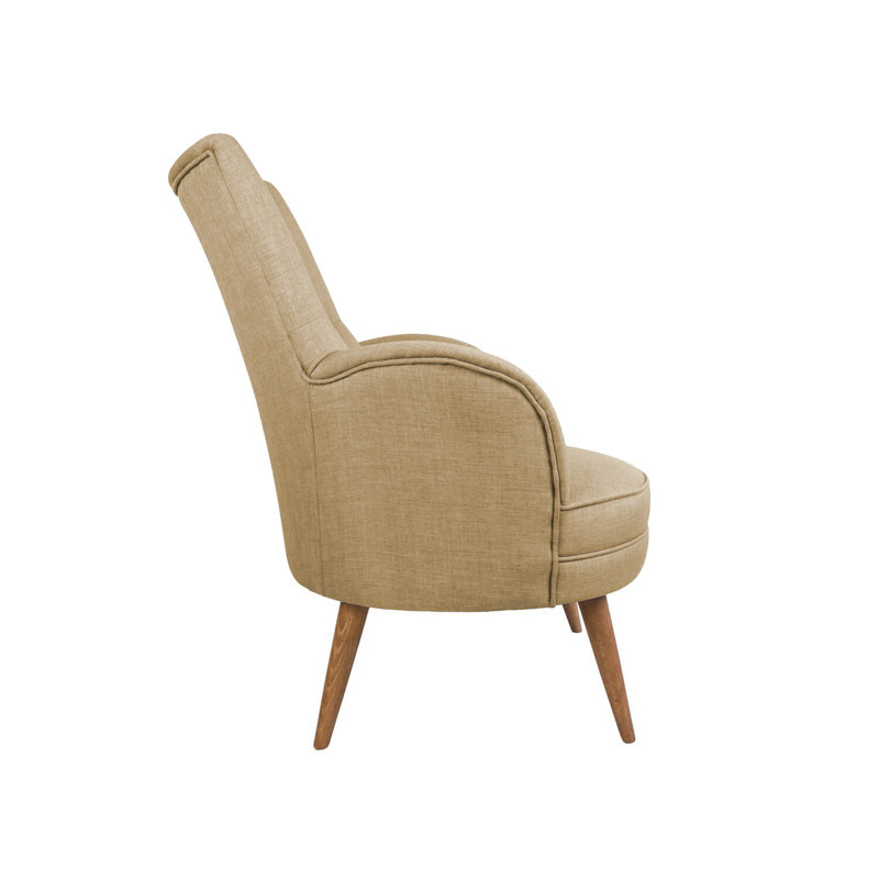 Élégant fauteuil à oreilles, brun laiteux, structure en bois massif, 27,6 po x 37,4 po x 33,5 po | 100% polyester, tissu facile à nettoyer, 32 mousses en mousse pour plus de confort | Parfait pour les décors de maison, d'hôtel et de style scandinave moderne