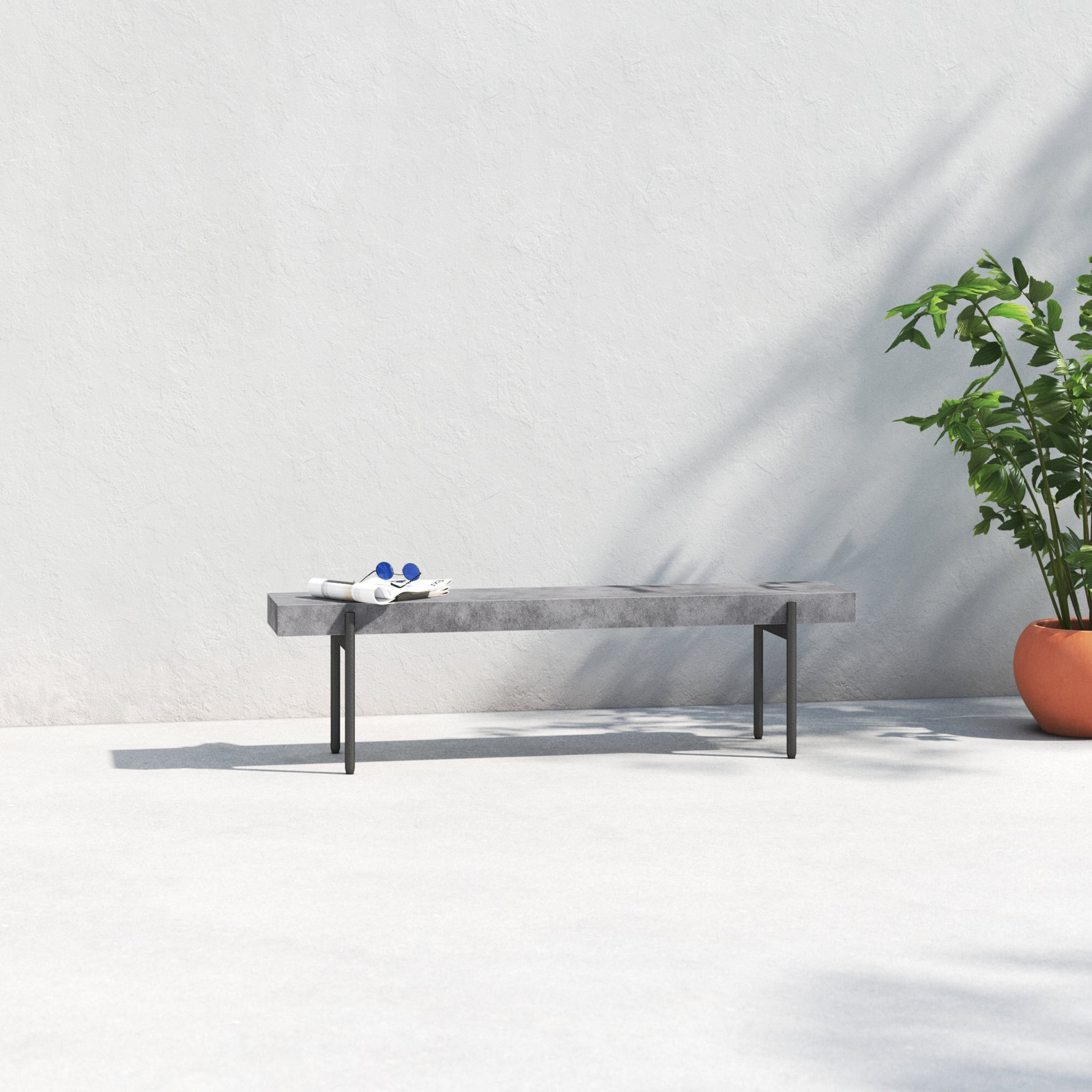 Jorgen 63'' Concrete Outdoor Bench