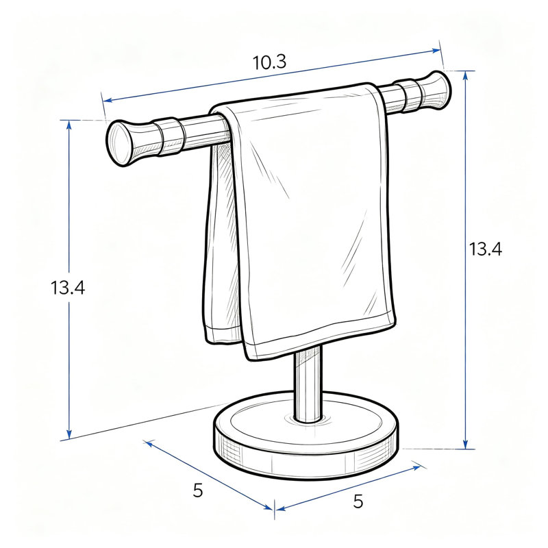 Free Standing Hand Towel Holder Stand for Bathroom Vanity Countertop, SUS304 Stainless Steel T-Shape Towel Rack with Weighted Base, Rust Resistant Towel Bar for Bathroom and Kitchen, Easy Assembly, Brushed Nickel Finish