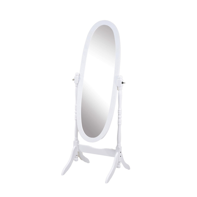 Traditional Queen Anna Style Wood Floor Cheval Mirror Finish, White, 59" H x 23" W x 20" D