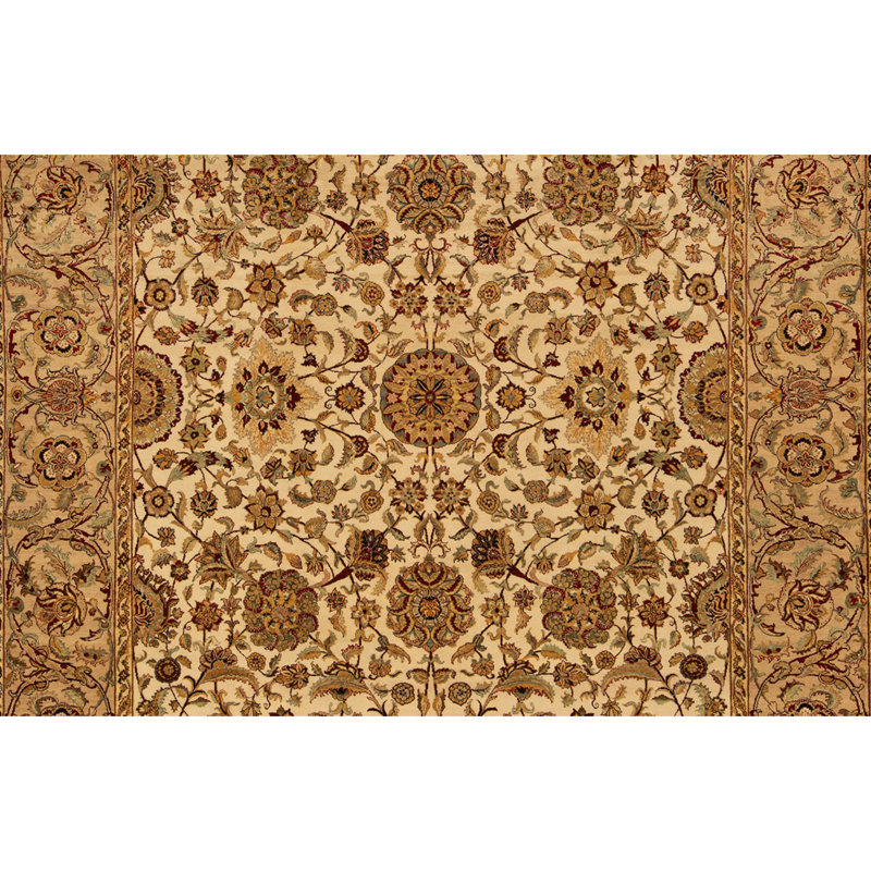 High-Quality Hand-Knotted Cream And Brown Area Rug