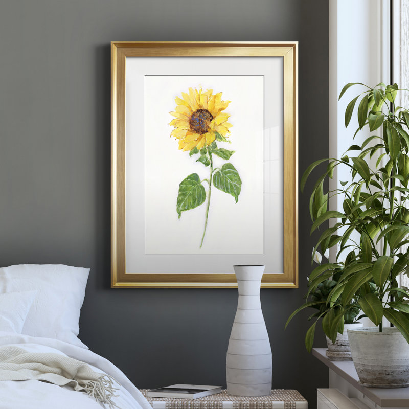 Tournesol II - imprimé, H 18,5 po x l 24,5 po x P 1,5 po, Papier avec cadre doré