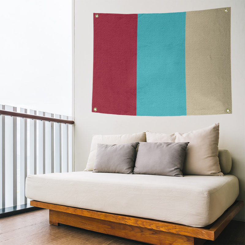 Tapisserie de polyester Baltimore, H 50 po x l 59 po x P 1 po, Rouge Sedona / bleu sarcelle / sable de Sonora, Arizona