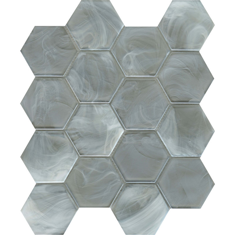 Splash™ Moss 10" x 10" Glass Honeycomb Mosaic Tile, SIlver