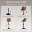Tabourets de bar pivotants réglables, tabouret de bar à hauteur de comptoir avec repose-pieds, chaises de bar modernes en cuir synthétique pour îlot de cuisine, salle à manger, brun (ensemble de 2)-482784142-482784139