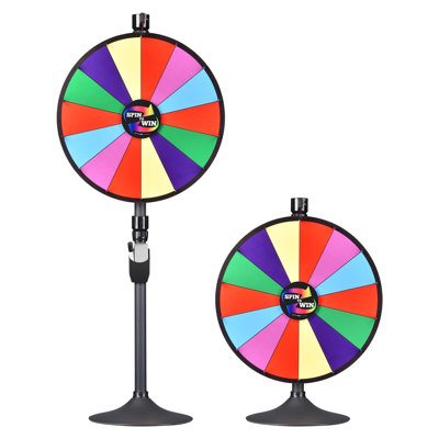 WinSpin Heavy Duty Prize Wheel Dual Use Adjustable Tabletop and Floor Stand Fortune Wheel