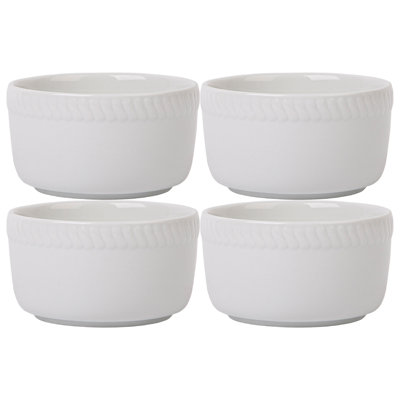 Home Essentials And Beyond Round Porcelain China 4 Piece Ramekin / Soufflé Dish Bakeware Set