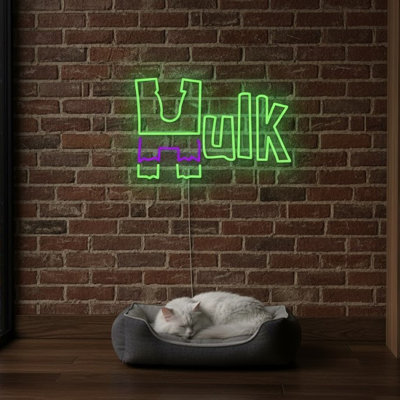  | Enseigne néon Hulk | Fabriqué avec des tubes néon durables de haute qualité qui émettent un éclairage lumineux et uniforme pendant plus de 50 000 heures sans décoloration ni scintillement | 15 x 22 | Vert et bleu