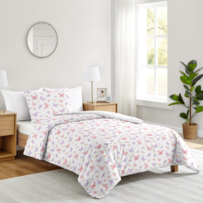 Ensemble d'édredon simple Butterfly Blush rose et mauve par Sweet Jojo Designs