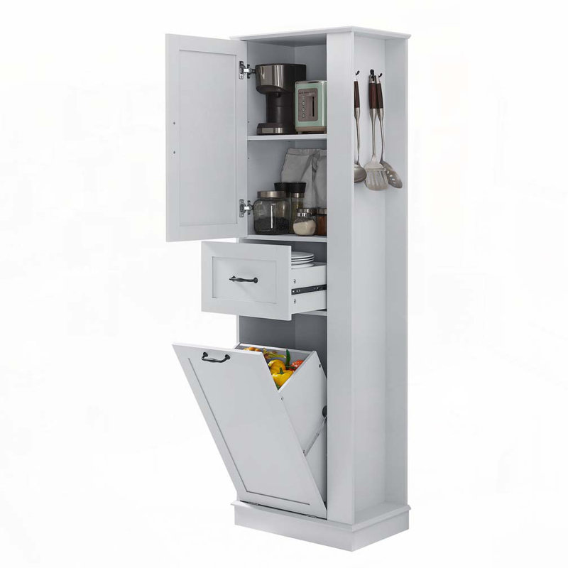 Armoire de rangement pour salle de bain avec compartiment inclinable, tablettes réglables, Gris