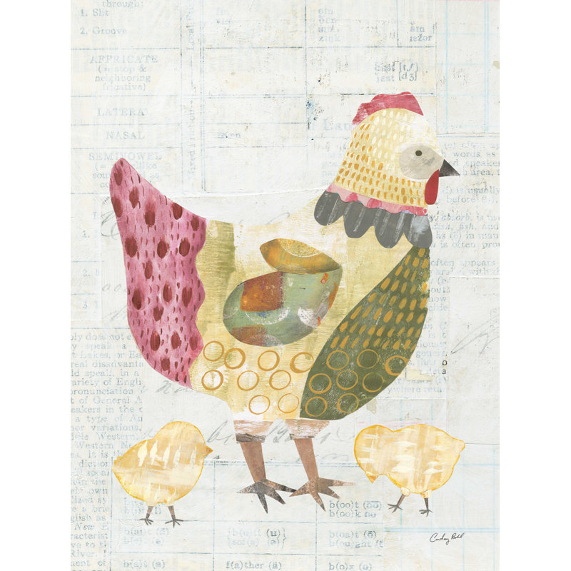 Autym " Patchwork Chickens III ", 32" H x 24" W  