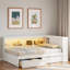 Lit de jour multiple avec tablettes de rangement, USB, DEL et 2 tiroirs-123030135