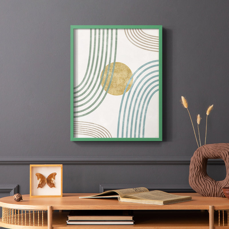 Reproduction encadrée Modern Flow - bois massif, H 10 po x l 8 po, Vert