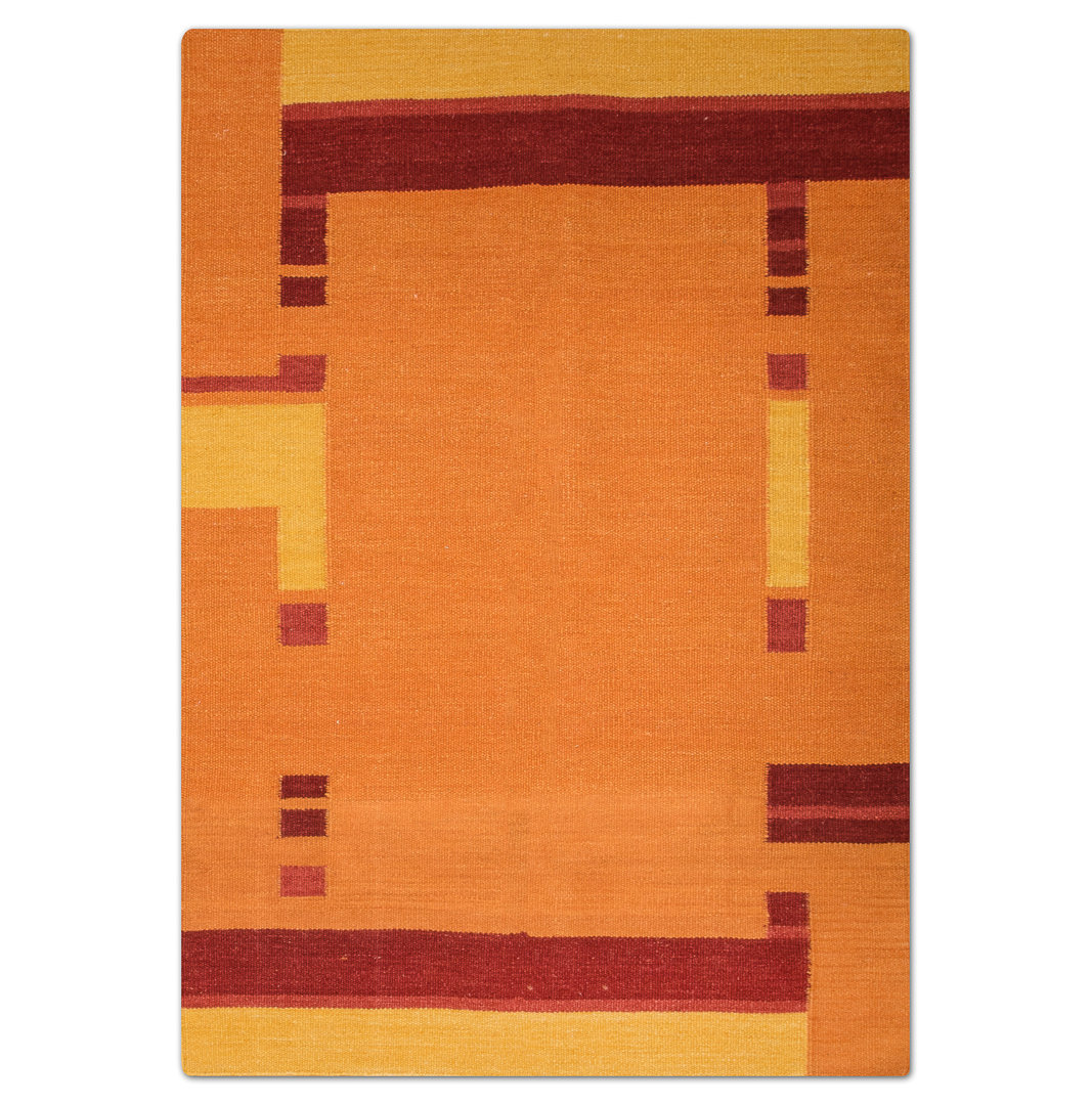 Walden Handmade Kilim Wool Orange Indoor/Outdoor Rug