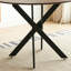 Table de salle à manger ronde, 42,1 po, noir mat et naturel, conception à pieds croisés, convient à 4 à 6 personnes avec des pieds en métal, idéale pour les repas en personne, structure