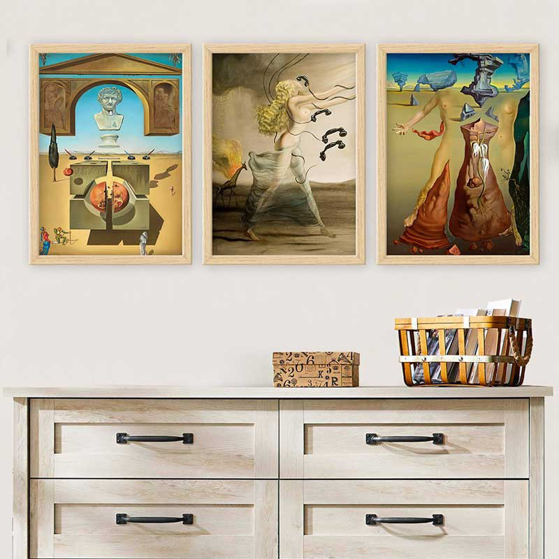 Superbe ensemble de peintures décoratives encadrées (3 pièces) de 21,7 po x 29,5 po chacune | Cadre 100% bois avec polystyrène de 0,8 pouce | Impression numérique UV | Parfait pour la décoration murale de salon, de bureau et de galerie