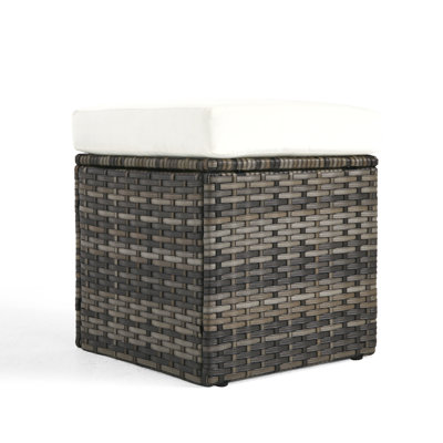Stylish PE Wicker Square Outdoor Patio Ottoman
