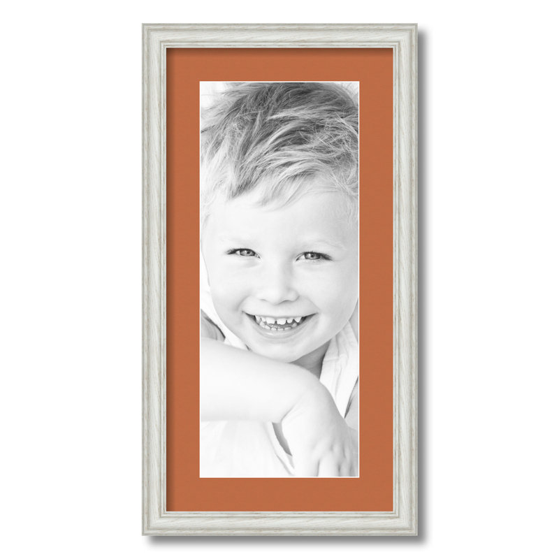 Wood Matte Picture Frame with Mat, Red Orange