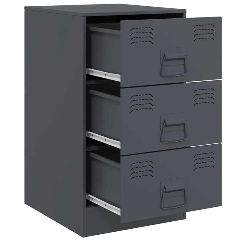 Raineri 34.5cm W Steel Bedside Table, Anthracite, Set of 2