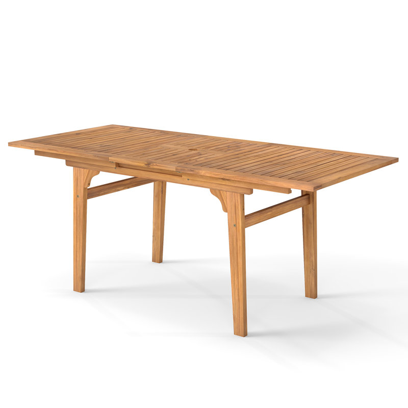 Expandable Outdoor Dining Table 55"-71" Acacia Wood Patio Table For 6-8 Person