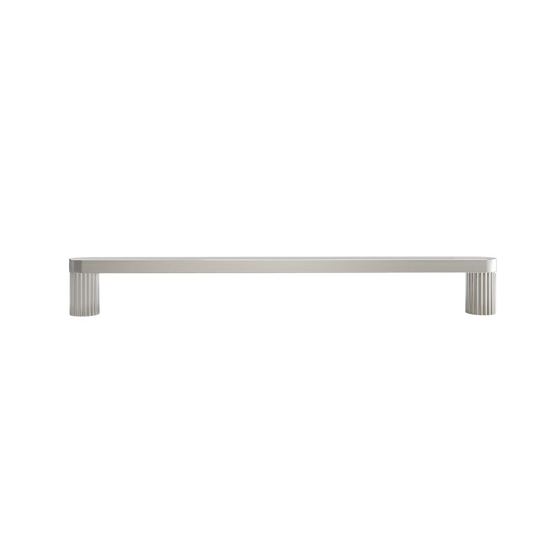 Ribbed Bar / Handle Pull with Fluted Stems, Satin Nickel, 8"