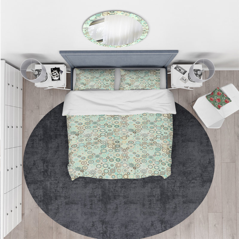 Ensemble de housse de couette designart flocons, Housse de couette très grand + 2 taies décoratives