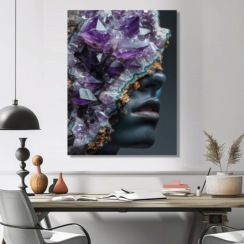 Cryal - salon d'art mural en pierre spirituelle, White Picture Framed, H 12 po x l 20 po
