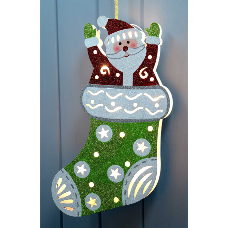 44cm Wood Lighted Hanging Figurine Ornament