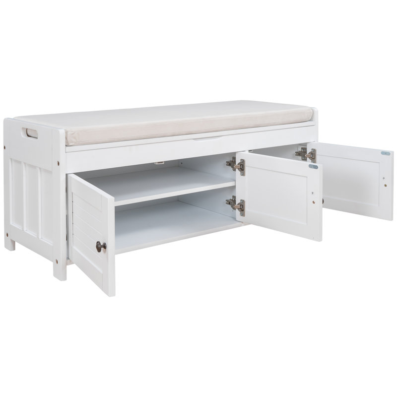 Banc de rangement rembourré Hedberg, Blanc