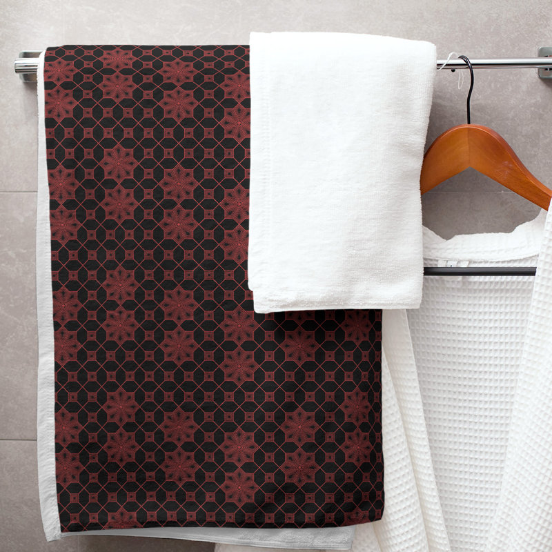 Katelyn Elizabeth Cotton Blend Bath Towel, Red/Black