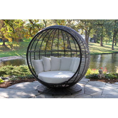 Carla 57'' High-Density Polyethylene (HDPE) Wicker Outdoor Patio Daybed with Sunbrella® Cushions