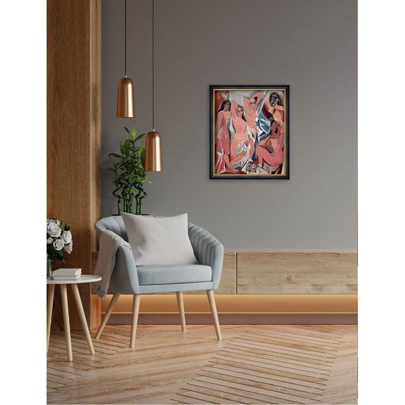 "Les Demoiselles d'Avignon" par Pablo Picasso, estampes numériques sur toile de coton sans acide, Cadre photo noir simple