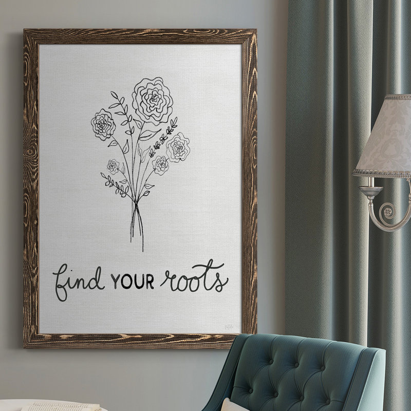 «Find Your Roots S Croquis», reproduction sur toile, Cadre noyer, H 43,5 po x l 31,5 po x P 1 po