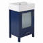 Meuble-lavabo autoportant de 20 po en bleu avec lavabo intégré en céramique blanc, porte à fermeture en douceur, assemblage requis-133711756